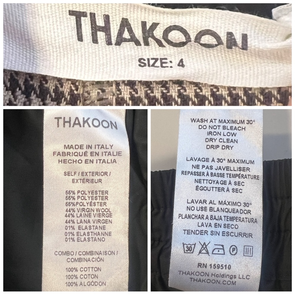 THAKOON Women’s Size 4 Brown Houndstooth Print Smocked Waist Wide Leg Trouser - Picture 10 of 12